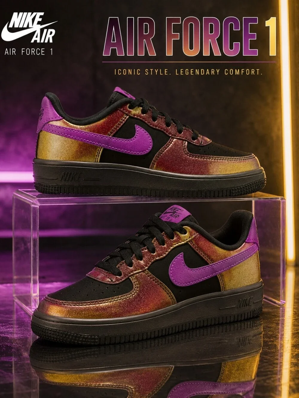 Nike Air Force 1 LV8 Black/Bold Berry – 5Y / 6.5W – New in Box